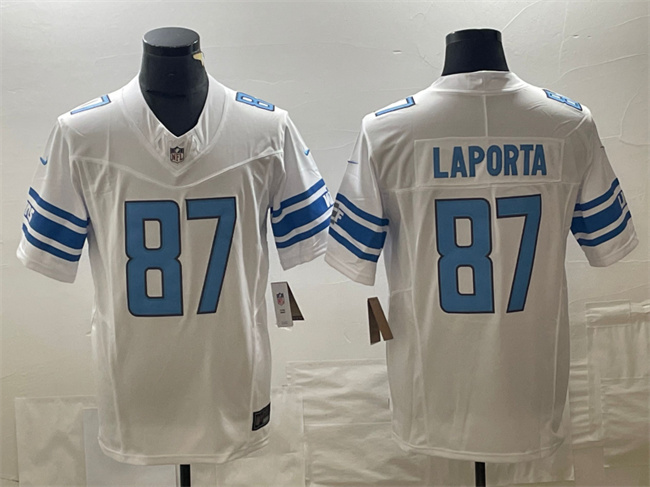 Men's Detroit Lions #87 Sam LaPorta White 2023 F.U.S.E. Vapor Untouchable Limited Stitched Jersey Men's Detroit Lions #87 Sam LaPorta White 2023 F.U.S.E. Vapor Untouchable Limited Stitched Jersey